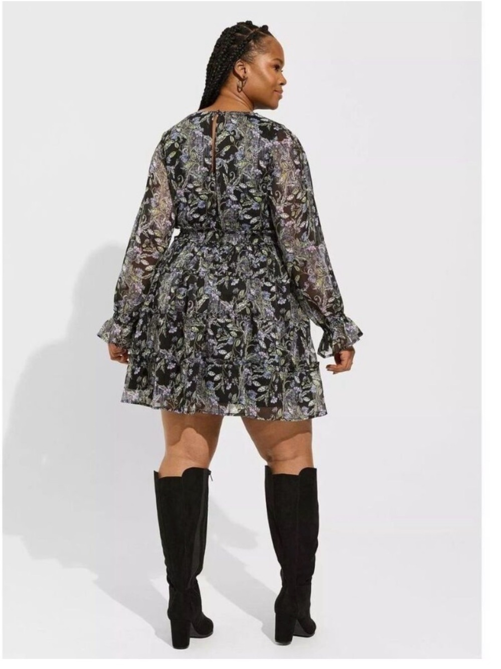 Torrid Mini Lurex Chiffon Tiered Dress - Picture 3 of 6